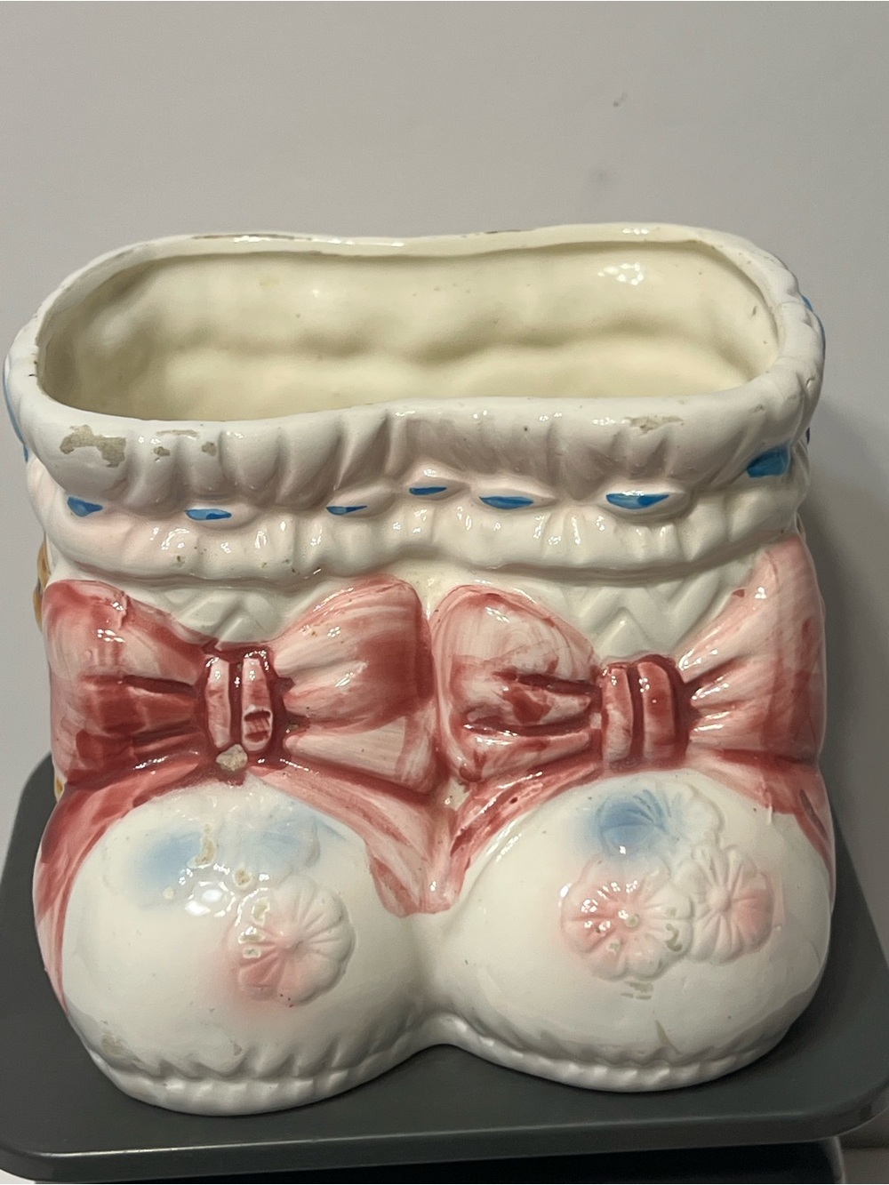 Vintage Ceramic Double Baby Bootie Planter